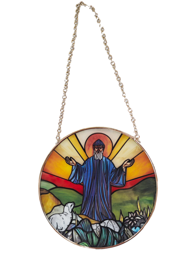 Vitrail Mural en verre D114mm, avec ventouse - ST CHARBEL