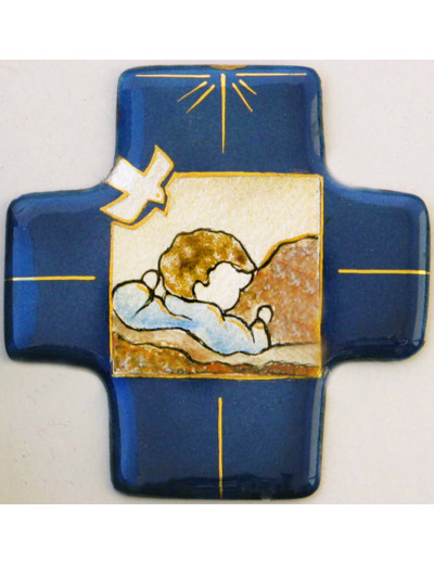 Jardin de l'esprit saint G bleu 7,7X8cm - EMAUX DU LIBAN