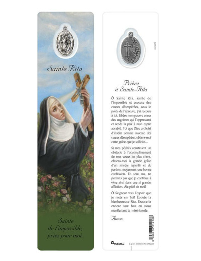 Signet plastifié avec médaille- STE RITA
