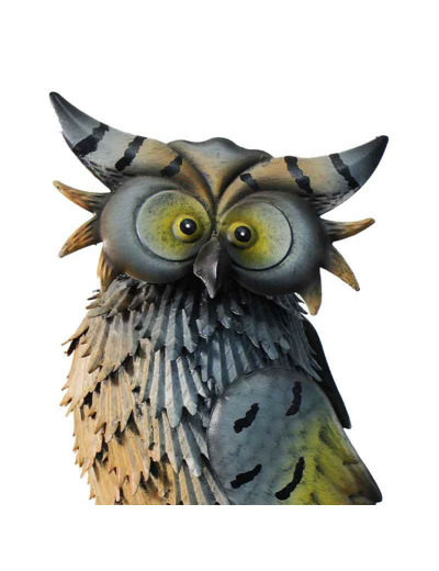 Figurine hibou aux reflets bleu 23x13x38cm