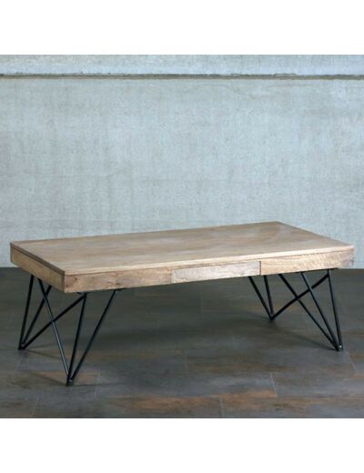 Table basse manguier Chehoma tiroir 41x59x115cm