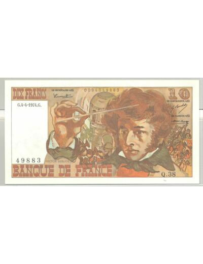 FRANCE 10 FRANCS BERLIOZ SERIE Q.38 4-4-1974 SPL