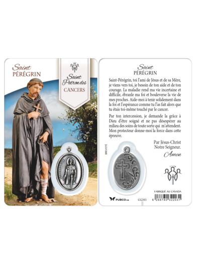 Carte-prière avec insertion ST GUERISSEUR - ST PEREGRIN