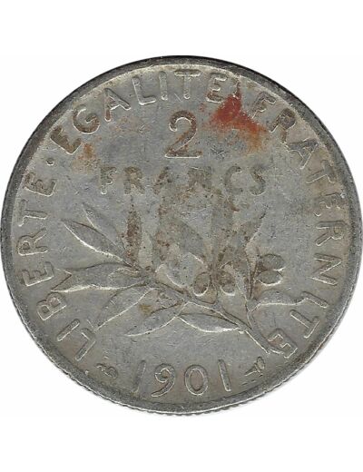 FRANCE 2 FRANCS SEMEUSE 1901 TB tache