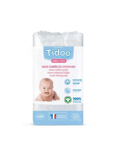 Carrés Ultra Doux de Coton Bio pour Bébé - 80 unités