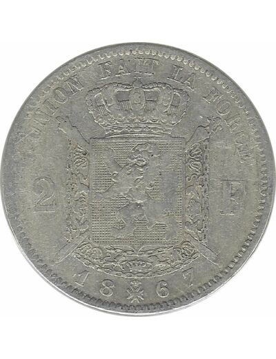 BELGIQUE 2 FRANCS 1867 FR TB- N2