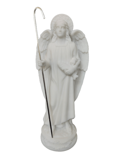 St Raphaël - Statue en albâtre 20cm - Blanc