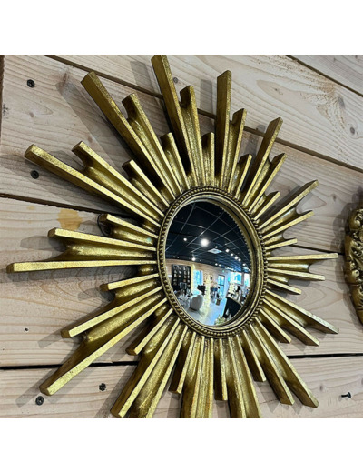 Miroir éclat solaire résine dorée 48x2cm