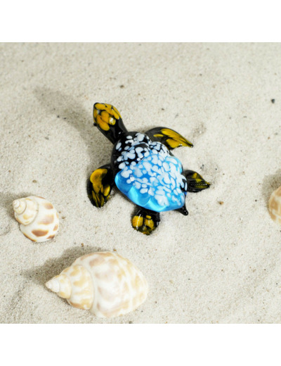 Figurine Miniature Tortue Verre Noire 7x6x3cm