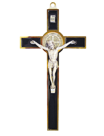 Croix de Saint Benoît en Métal avec Email 19cm - NOIR