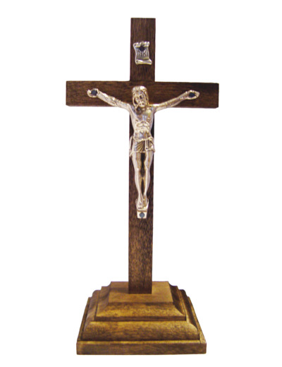 Crucifix en Bois 17cm et Christ en Métal Bronzé