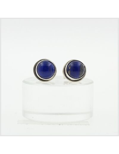 Puces Lapis Lazuli en argent massif