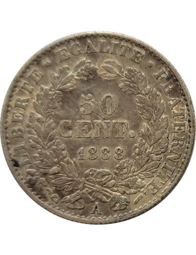 FRANCE 50 CENTIMES CERES 1888 A (Paris) TTB (G419a)