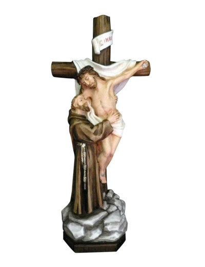 St François 60cm résine polychrome PEINTE MAIN