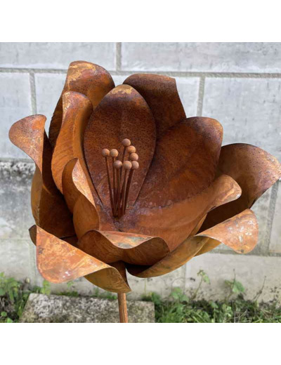 Tuteur fleur fer rouille 27x24x110cm