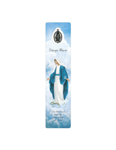 Signet plastifié avec médaille -VIERGE MIRACULEUSE-italien