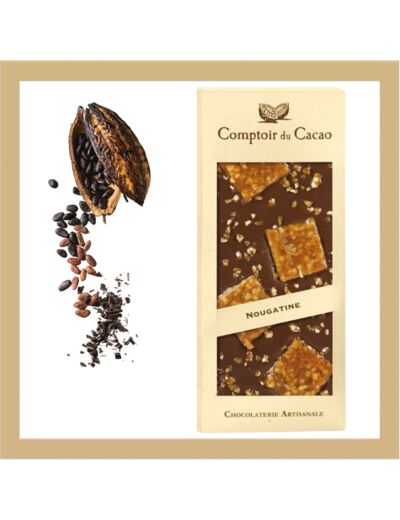 Tablette Chocolat Lait - Nougatine - 90gr - Comptoir Du Cacao.