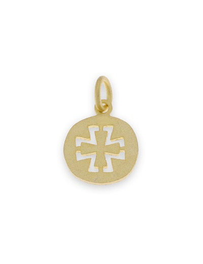 Croix découpée diam.1cm argent 925 plaqué-or