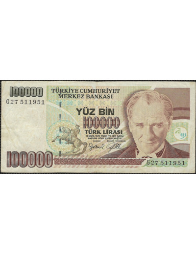 TURQUIE 100000 LIRA L.1970 (1997) Série G27 TTB (W206)