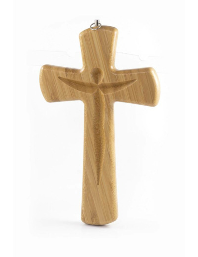 Crucifix en BOIS clair- 21x12,5cm- CHRIST STYLISE