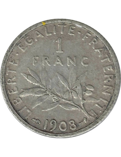 FRANCE 1 FRANC SEMEUSE 1908 TB+