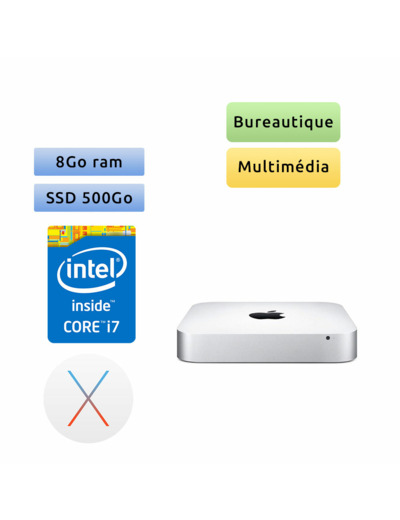 Apple Mac mini A1347 (emc 2570) i7 8GB 2x250GB SSD - Macmini6.2 - 2012 - Unité Centrale Apple