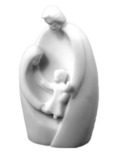 Sainte Famille- Statue en albâtre 12cm - Blanche