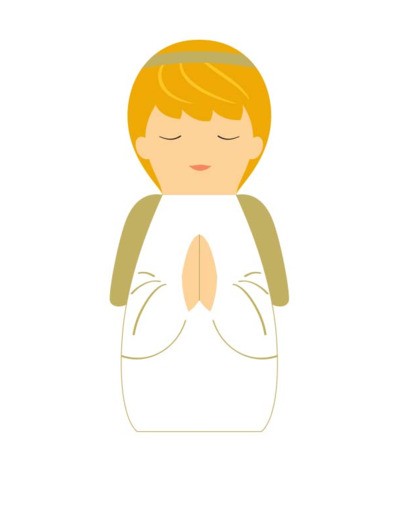 Petit ange prière blanc en bois tourné 5cm