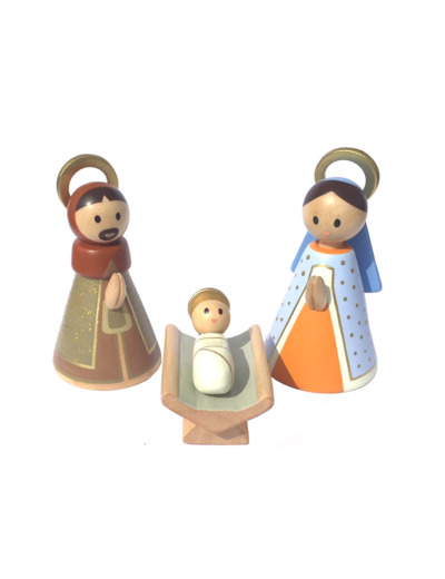 Sainte Famille en bois doré et tourné 9cm