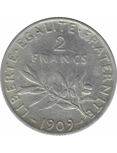 FRANCE 2 FRANCS SEMEUSE 1909 TTB-