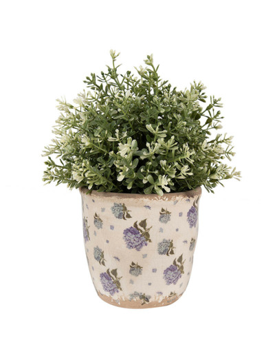 Pot de fleurs intérieur céramique beige bleu 13x12x12cm