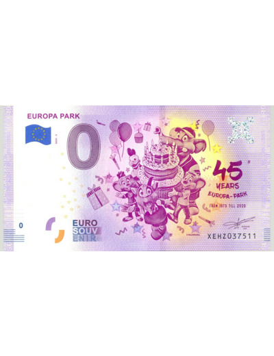 ALLEMAGNE 2020-5 EUROPA PARK 45 YEARS BILLET SOUVENIR 0 EURO TOURISTIQUE  NEUF