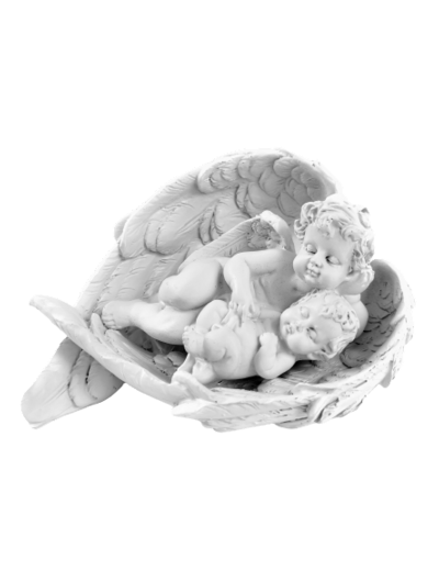 Statue en Résine 13cm - Couple Anges Dans Aile