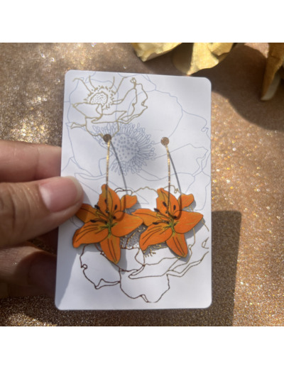 Boucles d'oreilles créoles lys orange