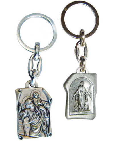 Porte-Clefs en Métal Argenté - CHRISTOPHE/MIRACULEUSE