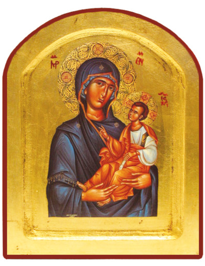 Icône dorée incurvée arrondie 14*18cm - MARIE PORTE DU CIEL