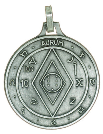 Médaille 30mm en Métal Argenté - PENTACLE 14 RICHESSES