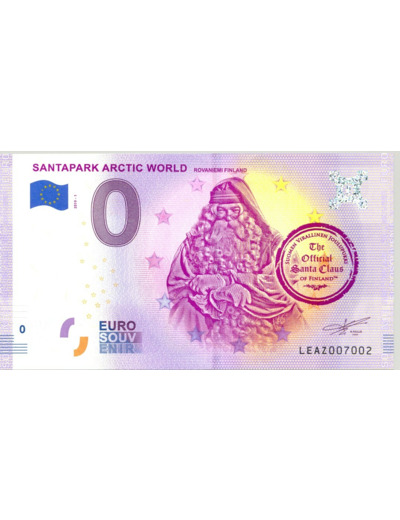 FINLANDE 2019-1 SANTAPARK ARCTIC WORLD BILLET SOUVENIR 0 EURO TOURISTIQUE NEUF