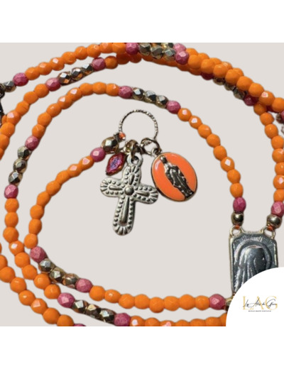 COLLIER CHAPELET BOHO ORANGE