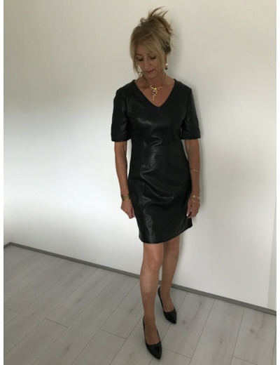 robe cuir agneau et strech noir RB33431