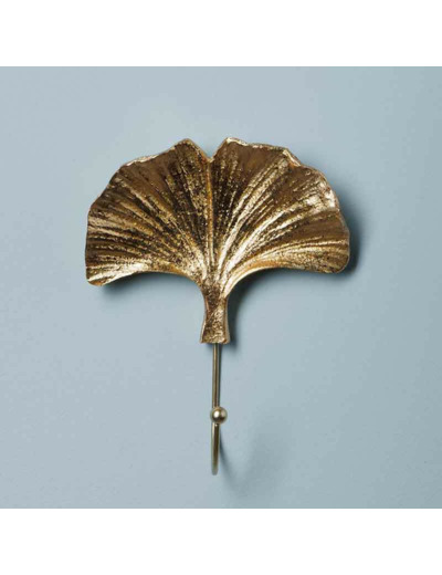 Crochet doré feuille de ginkgo 15x13x5cm