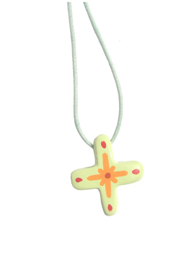Croix pendentif verte 25mm