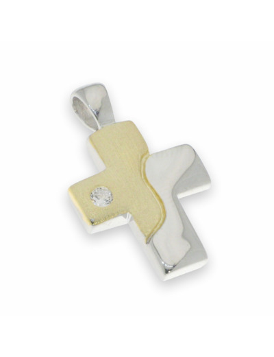 Croix pendentif en Argent 925 et PLaqué-or- 2x1,5cm