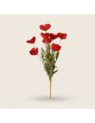 Bouquet Coquelicot Rouge Polyester 53cm