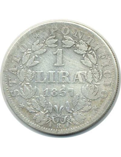 VATICAN 1 LIRE 1867 R XXI TB+ (W1378) N2