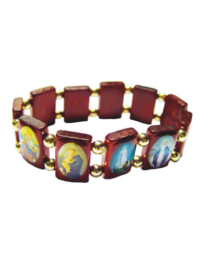 Bracelet 11 Multisaints en Bois Moyen Modèle (min:13pièces)