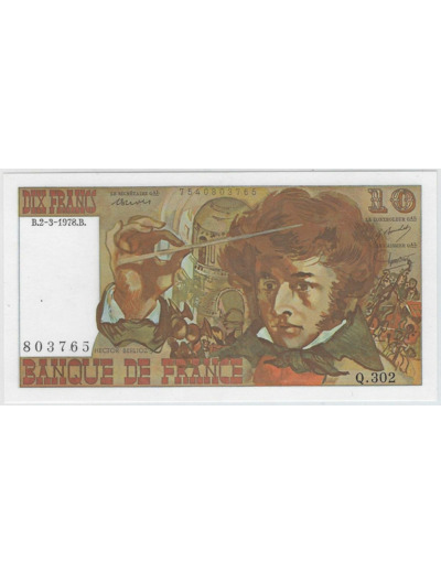 FRANCE 10 FRANCS BERLIOZ 2-3-1978 Q.302 SPL