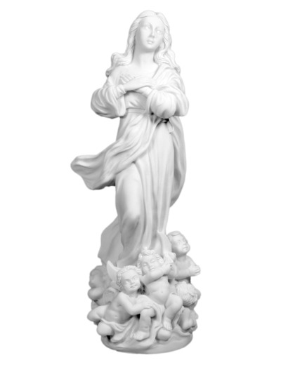 Vierge de l'Assomption - Statue en albâtre 23cm - Blanche